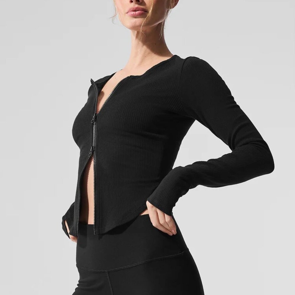 Alo Yoga Ribbed Stardust Long Sleeve - Medium (Black)